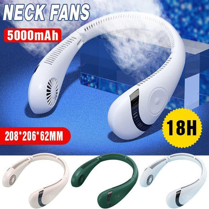Mini Neck Fan Bladeless Hanging Air Cooler USB Rechargeable Portable Personal - Aimall