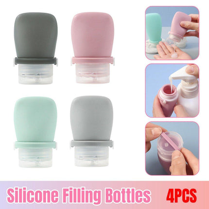 4pcs Travel Storage Bottles Set Refillable Silicone for Shampoo Lotion Cosmetics