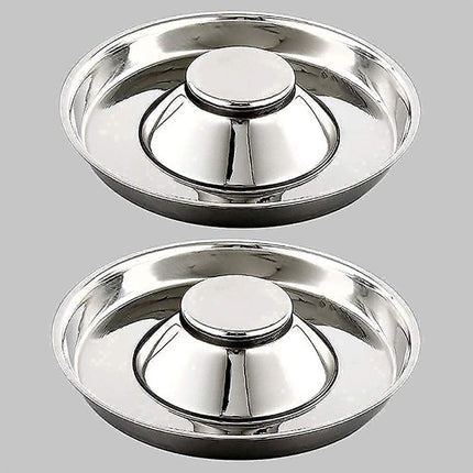 2pcs Stainless Steel Dog Cat Slow Feeder Pet Food Bowl Non-Slip Stop Eating Dish