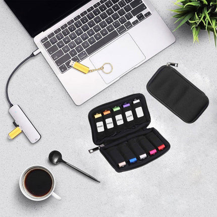 3PCS Large Capacity USB Flash Drive Storage Case Portable Black U Disk Bag