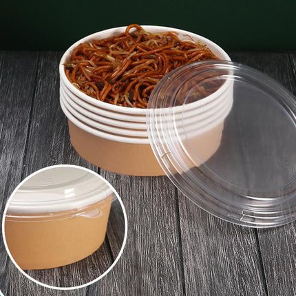 Take-Away Kraft Paper Salad Bowl Food Grade Takeout Tableware Food Bowl With Lid - Aimall