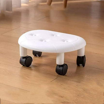 Imitation Leather Low Stool with Wheels Modern Bedroom Living Room Plastic Bench