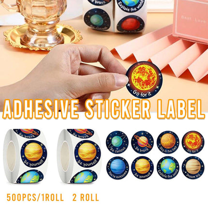 2 Rolls of Decorative Sticker Labels with Cute Designs for Crafting and Creative Projects