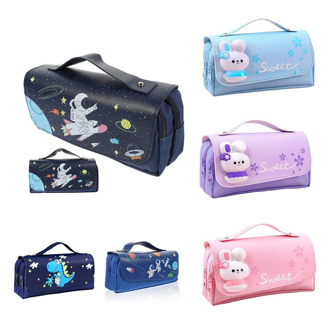 Functional Pencil Case Stationery Bag Pen Holder Storage Organizer for School