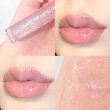 Jelly Glitter Lipstick Clear Lip Oil Moisturizing Lip Tinted Waterproof Lasting - Aimall