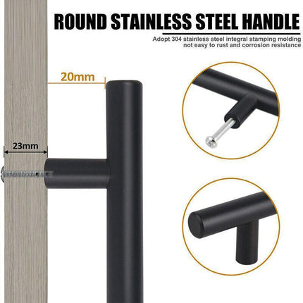 5PCS Black Kitchen Cabinet Door Handles Stainless Steel Door Drawer Pull T Bar - Aimall