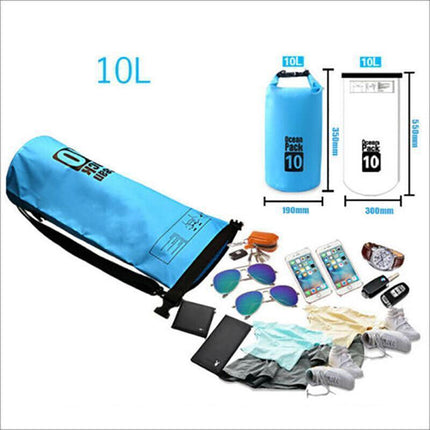 Black Waterproof Bag Dry Sack Fishing Camping Canoeing Outdoor 2/5/10/15/20/30 L - Aimall