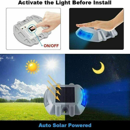 Waterproof Solar LED Powered Road Step Light Dock Light for Outdoor Driveway Dec - Aimall