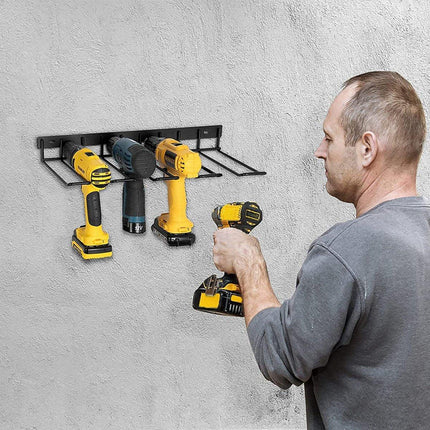 Metal Drill Storage Rack Power Tool Holder Organizer Wall Mount Heavy Duty Shelf
