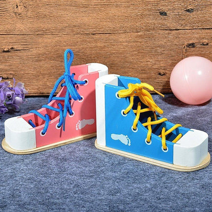 2PCS Wooden Lacing Toy Set for Early Learning and Fine Motor Skill Training