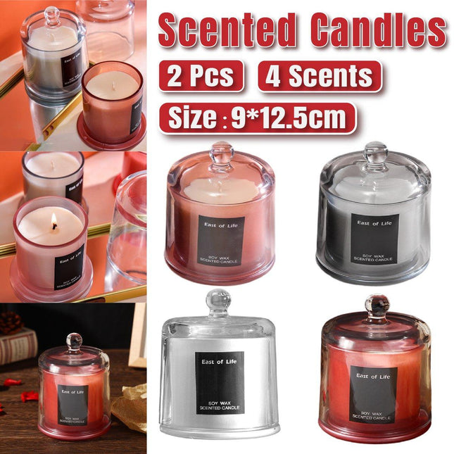 2Pcs Smokeless Glass Aromatherapy Candles Scented Gift Set for Relaxation