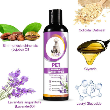 2in1 Pet Shampoo Conditioner for Dog Cat Tearless Grooming Soothing Clean Shower - Aimall