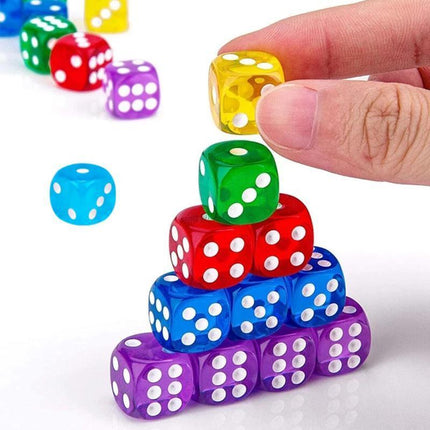 12-48PCS 6 Sided Games Dice Transparent Coloured Game Play Toy Bulk Board Game - Aimall