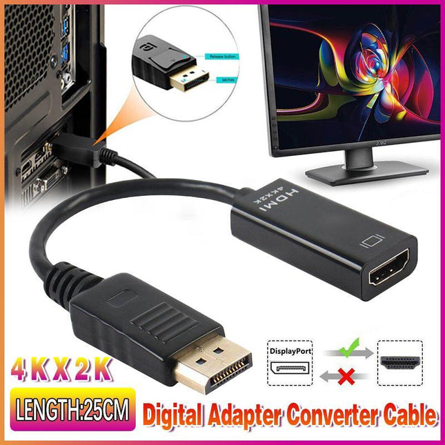 4K 30Hz Displayport Display Port DP to HDMI Digital Adapter Converter Cable 25cm - Aimall