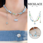 Elegant Blue Flower Pendant Necklace Women Girls Boho Chic Fashion Jewelry
