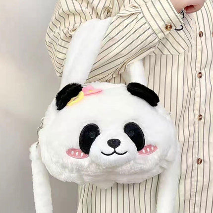 Kids Cartoon Panda Crossbody Bag Plush Ladies Shoulder Bag Cute Panda Design