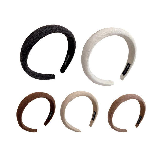 Ladies Headband Padded Hairband Wide Sponge Hair Hoop Solid Colour Accessories - Aimall