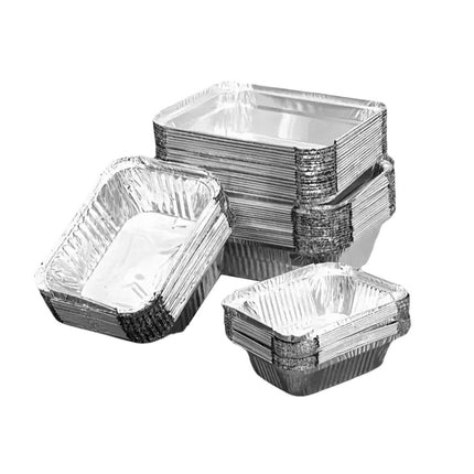 125PCS Disposable Quadrate Tin Foil Pans Oven Grill Safe Non-Stick Baking Trays
