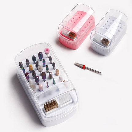 Nail Drill Bit Holder 30 Hole Dustproof Organizer Display Storage Box Nail Tool