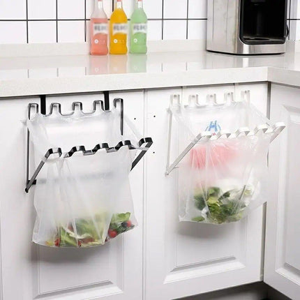 Wall Hanging Garbage Bag Shelf Hook Kitchen Storage Plastic Bag Hanger Rack Trash Bin
