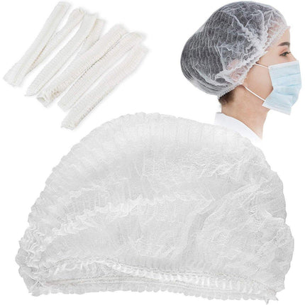 100pcs Disposable Non Woven Hairnet Caps for Food Service Kitchen Work Use