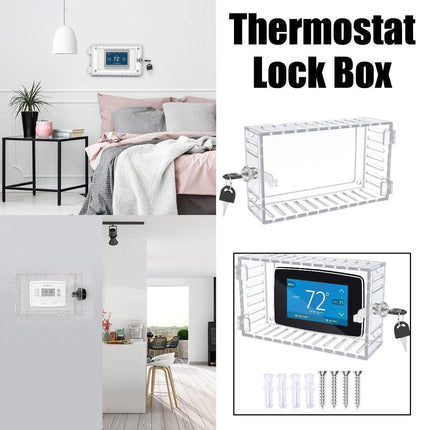 Transparent Thermostat Lock Box with Key Wall Mount Protective Security Cover
