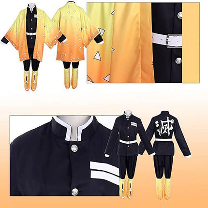 Demon Slayer Kimetsu No Yaiba Agatsuma Zenitsu Cosplay Costume Kimono Outfit Wig - Aimall