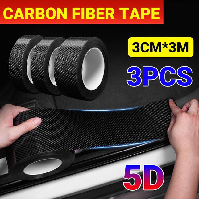3PCS 3M Carbon Fiber Car Sticker Door Sill Anti-Scratch Tape DIY Protection Film - Aimall