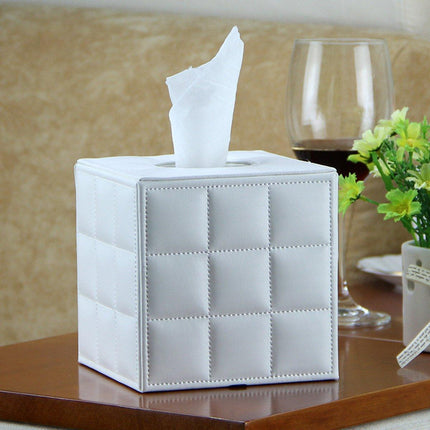Luxury Leather Square Tissue Box Living Room Hotel Roll Paper Tube Holder