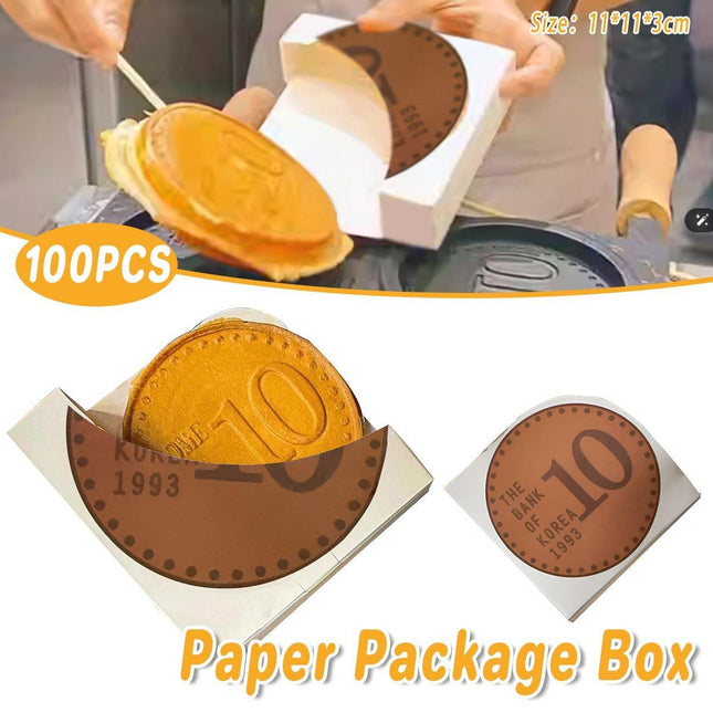 100pcs Food Packaging Gold Coin Box Paper Packaging Boxes for Sweets and Gifts