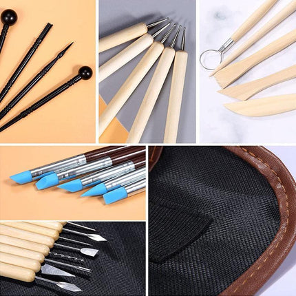 30PCS Clay Sculpting Carving Pottery Tool Set Bag Kit Modelling DIY Sculpture - Aimall