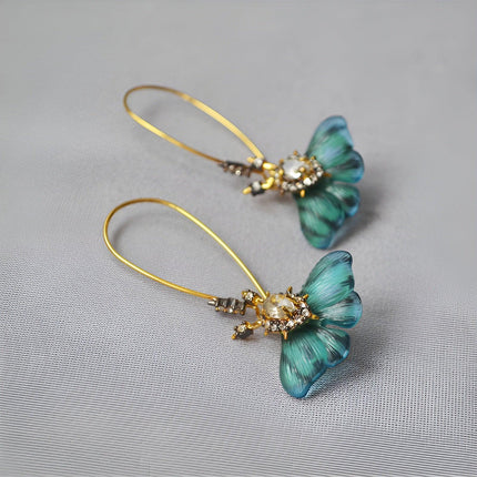 Fashion Vintage Green Fluttering Butterfly Earrings Elegant Jewelry for Women