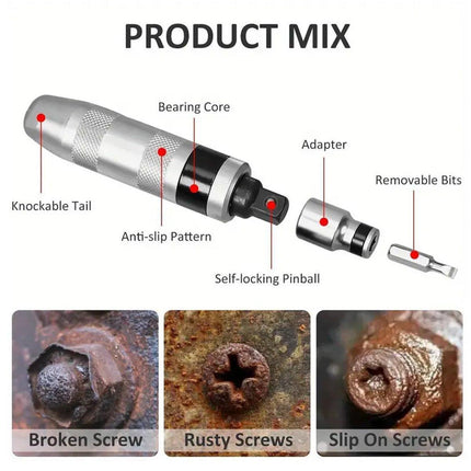 13PCS Manual Impact Driver Set 1/2 Inch Reversible Hand Screwdriver Bits Tool