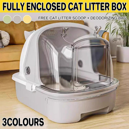 Large Fully Enclosed Cat Litter Box Drawer Type Easy Clean Cat Litter Pan Indoor