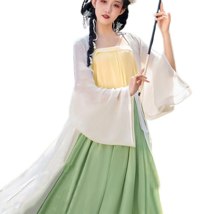 Hanfu Beizi Jacket Beige Traditional Chinese Long Coat for Spring/Summer Wear
