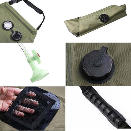 20L Camp Shower Bag Solar Heat Water Pipe Portable Camping Hiking Travel Outdoor