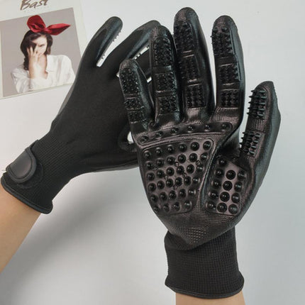 1Pair Horse Pet Dog Grooming Gloves Brush Hair Remover Shedding Massage Cleaner - Aimall