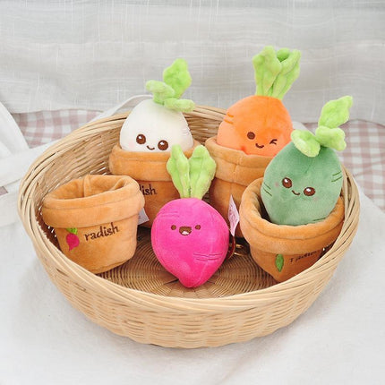 Lifelike Plants Potted Radish Stuffed Plush Toys Cartoon Plants kid keychain - Aimall