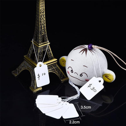 500PCS White Strung Tags Labels Retail Luggage Jewelry price tags with string - Aimall