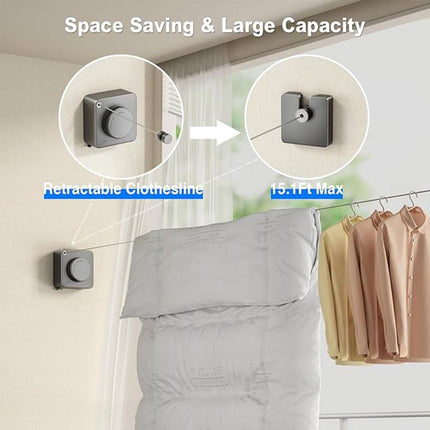 Invisible Wall Mounted Clothesline for Hotel Bathroom Sunbed Laundry Drying Rope