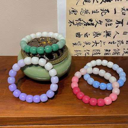 Lucky Gradient Beads Bracelet Elastic Couple Women Friends Gift Fashion - Aimall