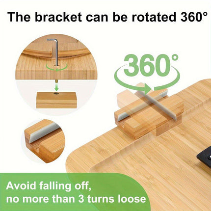 Wooden Lazy Sofa Tray Rotating With Mobile Phone Tablet Holder Plate Breakfast Snack Foldable