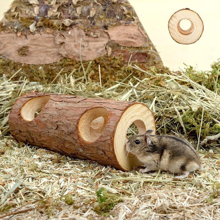 Solid Wood Hamster Pipe Rabbit Chew Toy Tree Cylinder Cross Border Pet Supplies