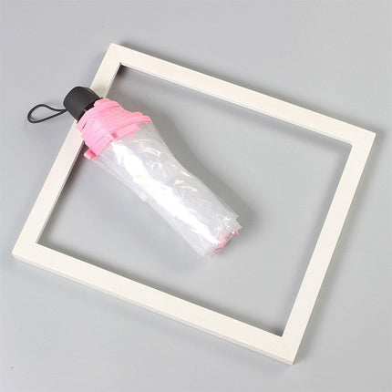 Transparent Folding Umbrella Compact Tri Fold Design Clear Rain Protection Cover