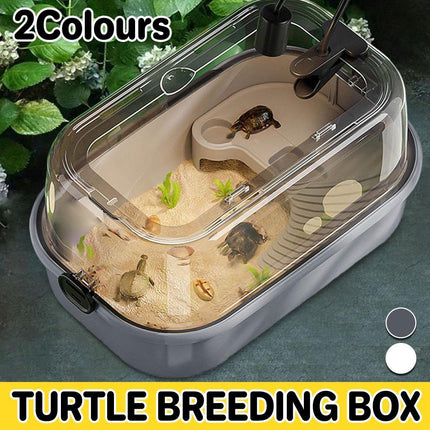Turtle Tank Home Reptile Habitat Turtle Feeding Box Aquarium Portable Container
