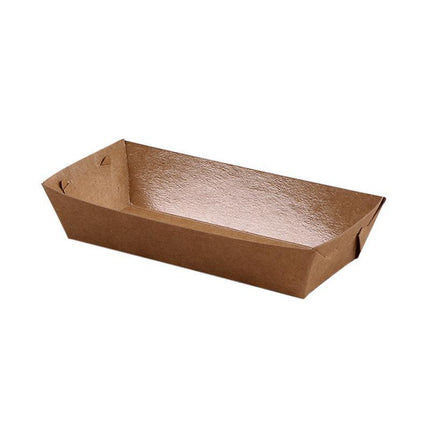 500PCS Kraft Cardboard Food Disposable Tray Brown Party Chips Takeaway Container Aimall