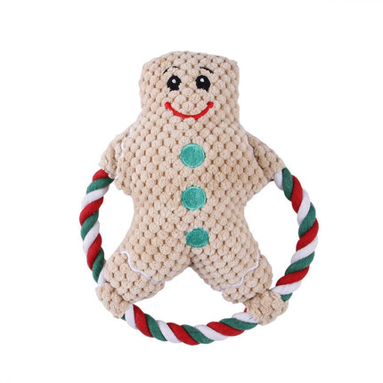 Pet Christmas Plush Toy Dog Chew Santa Penguin Gingerbread Durable Play Gift