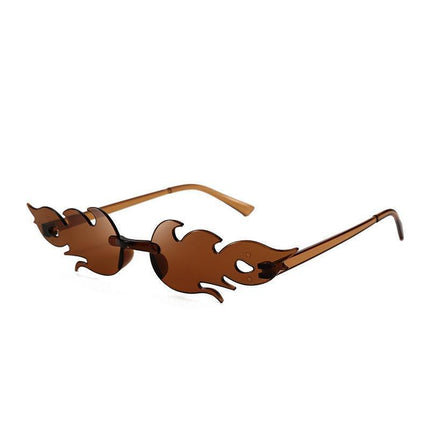 Sunglasses Eyewear Wave Sun Glasses Fire Flame Rimless Fashion Sunglasses - Aimall