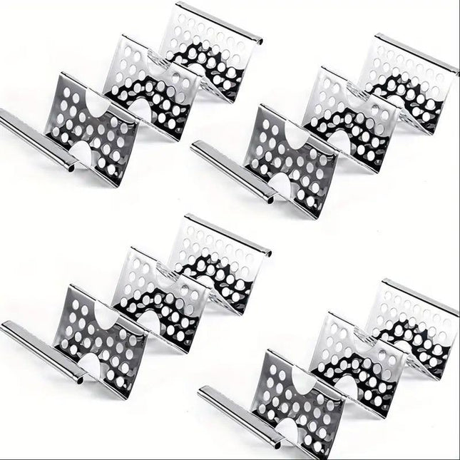 4pcs W Shape Stainless Steel Taco Holder Stand for Pancakes and Food Serving