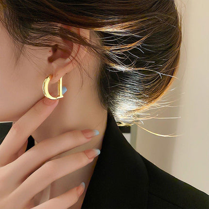 D Letter Design Earrings Stylish Double-Wear Ear Buckle Unique Fashion Jewelry